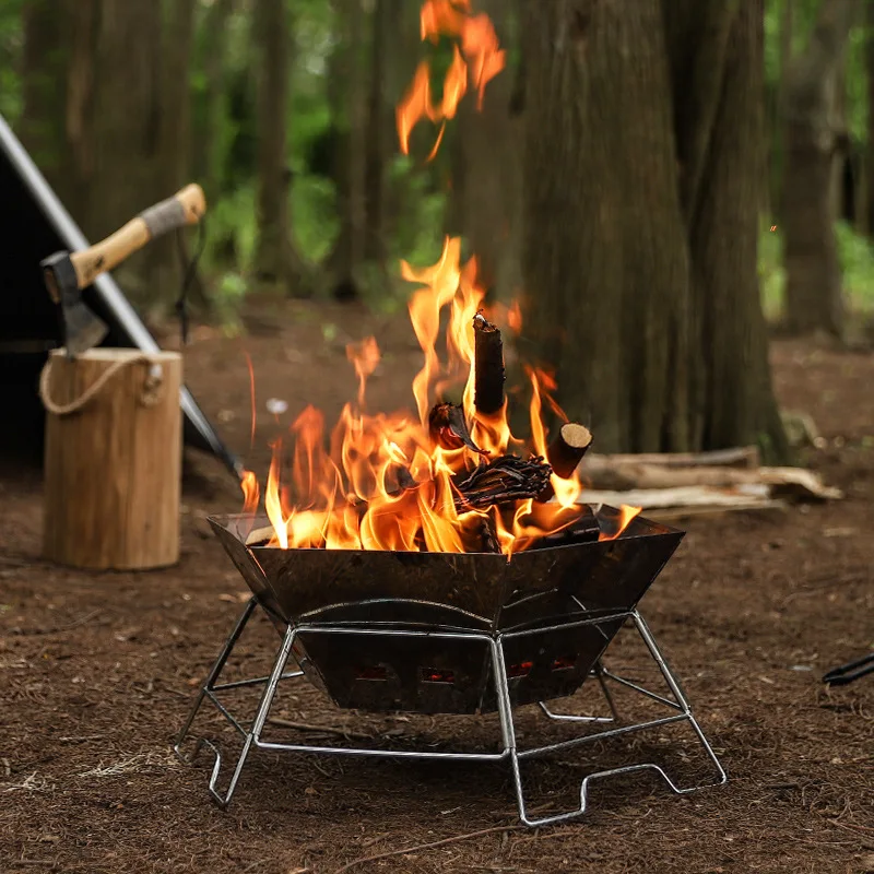 Picnic Grills Barbecue Outdoor Camping Portable Charcoal Bbq Hexagon Stainless Steel Grills