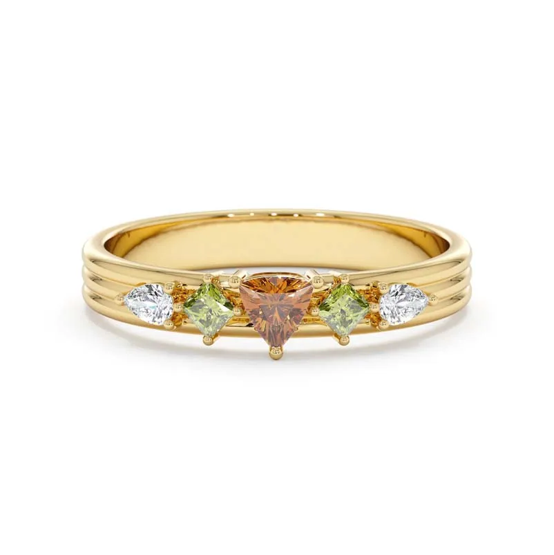 Gemnel statement jewelry wholesale 925 silver rings Citrine, Peridot and Diamond women fashion ring