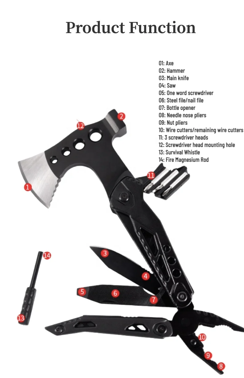 Многофункциональный портативный топор для переноски, охотничий стальной топор для пожара, топор для резки, многофункциональный топор с отверткой