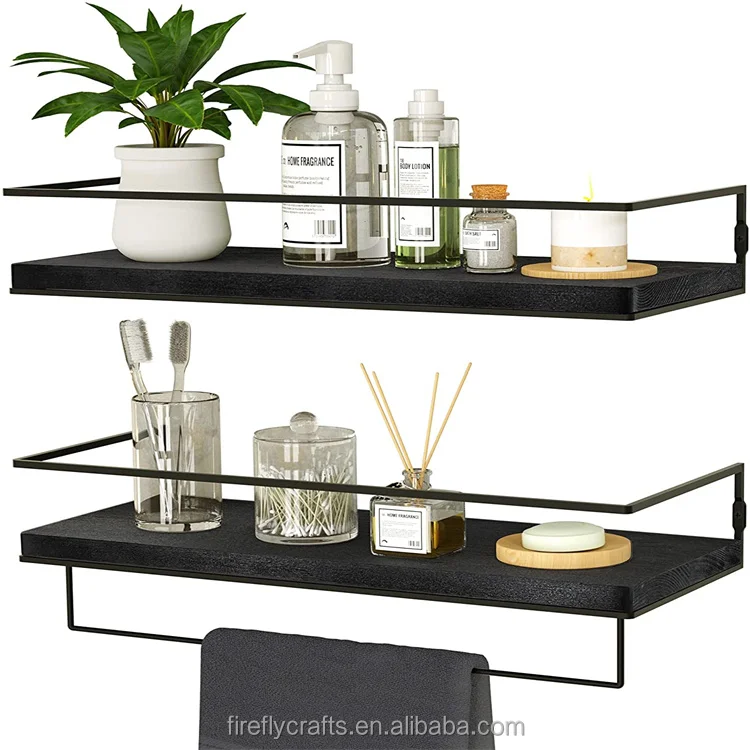 Wall Shelf Hanging Storage Furniture Metal Antique Industrial Vintage Rustic Solid Wood Mounted Wall Floating Shelves For Wall