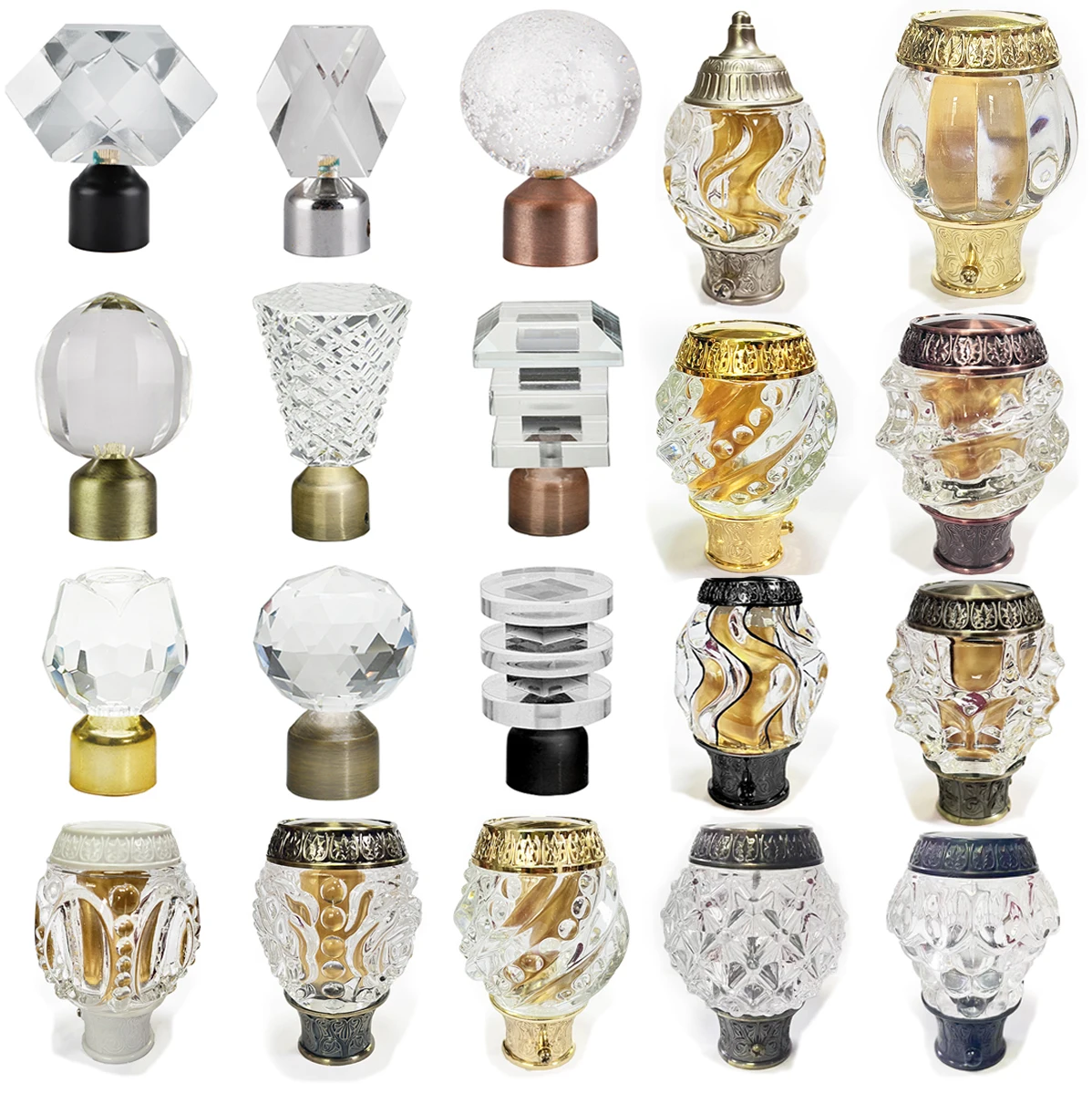 Curtain rod set finials Crystal Glass Ball  curtain crystal ball finials smart curtain opener accessories for the house