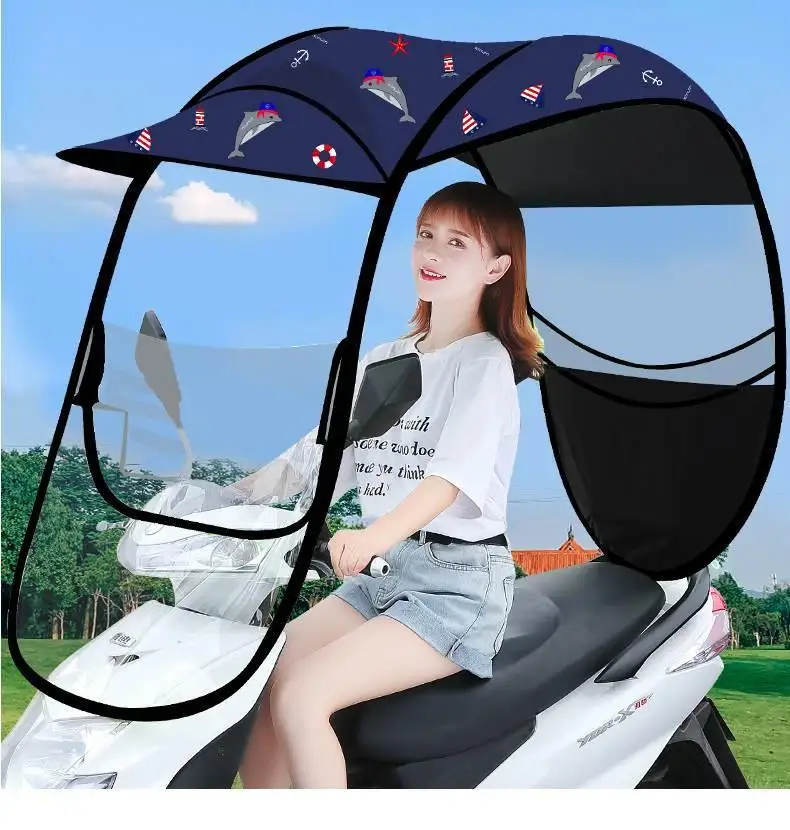 Custom Outdoor Tempered Retractable Plastic Window Design Sunscreen Motorcycle Umbrella Sun Rain Canopy Tent Awning