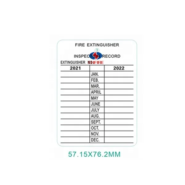 Matel fire extinguisher inspection tag 2021