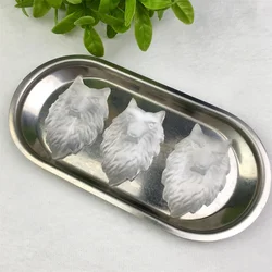 Wholesale Natural White Crafts Selenite Wolf Head Crystal Wolf Head Carving