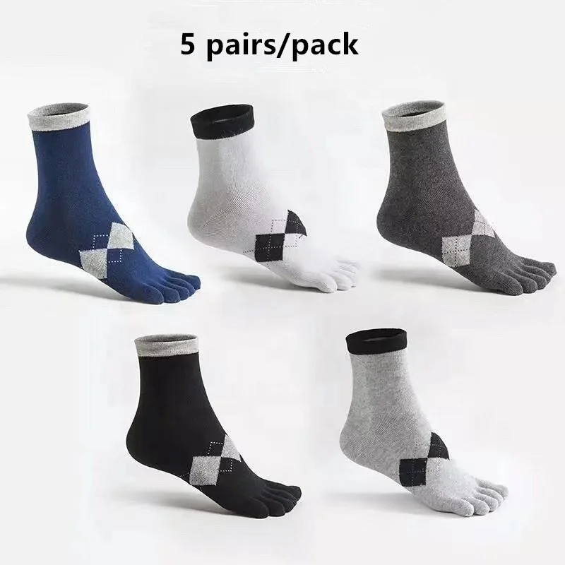 Custom Men Sports Crew Socks Five Fingers Toe Socks Cotton With Graphics