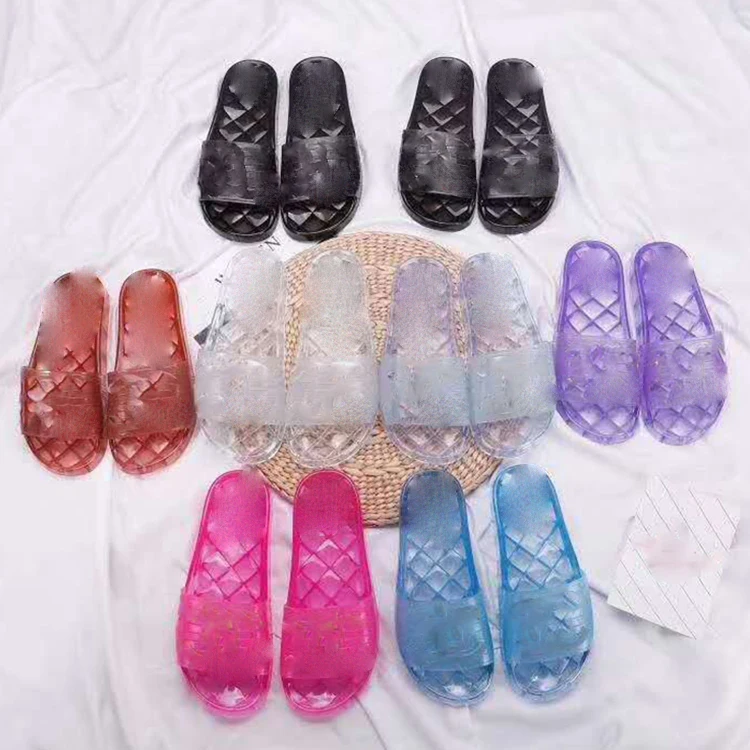 Superior quality transparent crystal jelly slippers luxury brand slippers designer slippers Designer slide