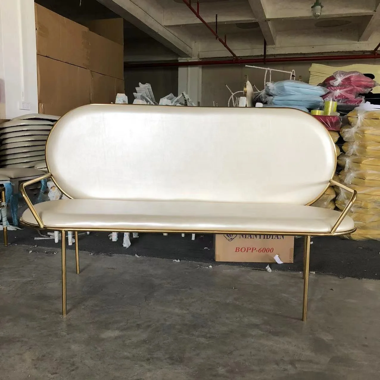 Arm Simple Modern Style Two Seat White PU Sofa Wedding Love Seat Couple Sofa Furniture