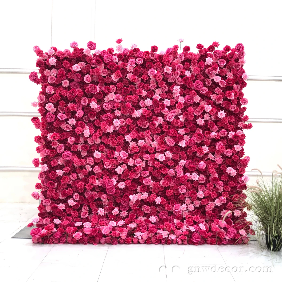 Wholesale Custom hot Pink Wedding Supplies Decoration Rose Backdrop Silk Artificial Decorative Flower Wall wedding background