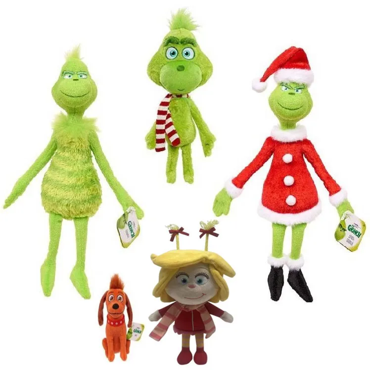 Christmas Green Monster Doll Grinch Elf Stuffed Plush Toy for Kids New Year Gifts Grinch Stuffed Doll Pillow