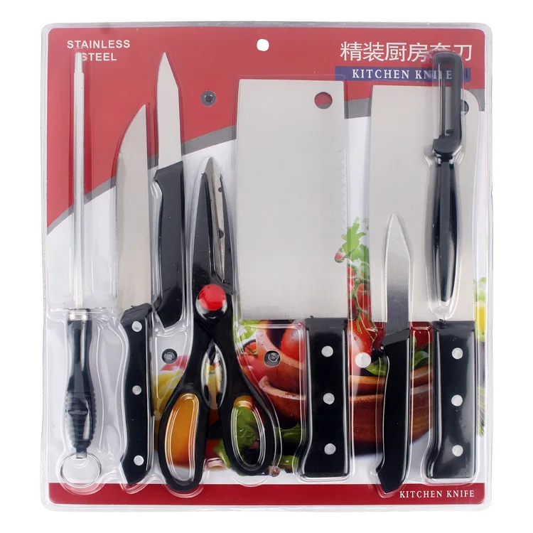 Stock Kitchen Knives Chef Fruit Vegetable 8PCS Meat cutting Knife Set Stainless Steel Double sided Suction Knife Sets