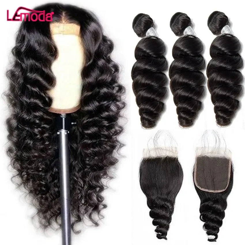 12A Grade Brazilian Virgin Human Hair 3 Bundles With HD Lace Closure Cuticle Aligned Hair Raw Indian Hair Bundles