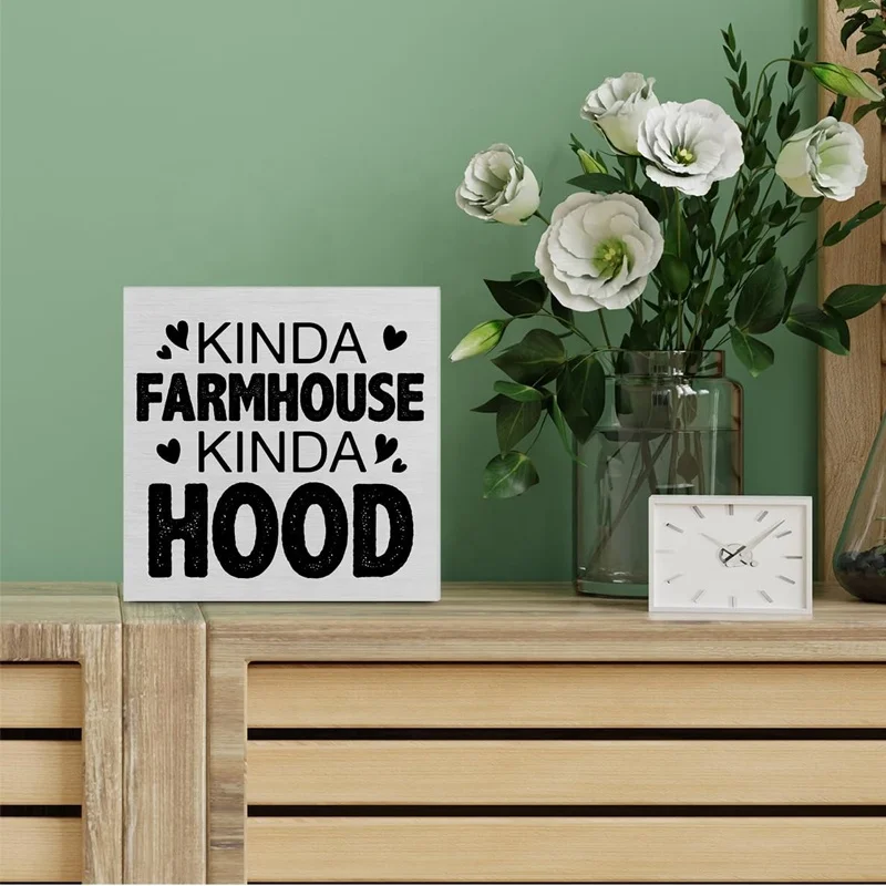 Farmhouse-Style Wooden Block Sign for Home Decor Tabletop Art and Desk Decoration for Christmas Holidays
