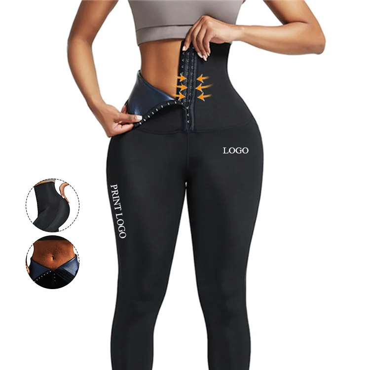HEXIN Custom high waist tummy control Yoga Pants Neoprene Sauna  Women Fitness Lose Weight Tummy Control Waist Trainer Leggings