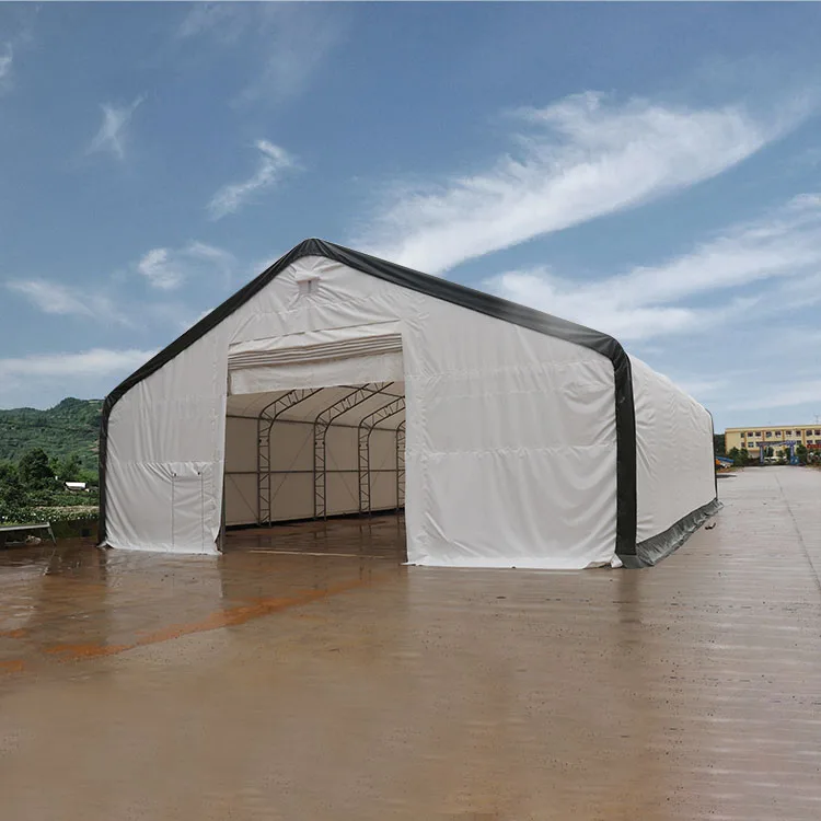 Водонепроницаемая ткань из ПВХ двойная ферма строительная стальная рама складские навесы для автомобилей модель купольного