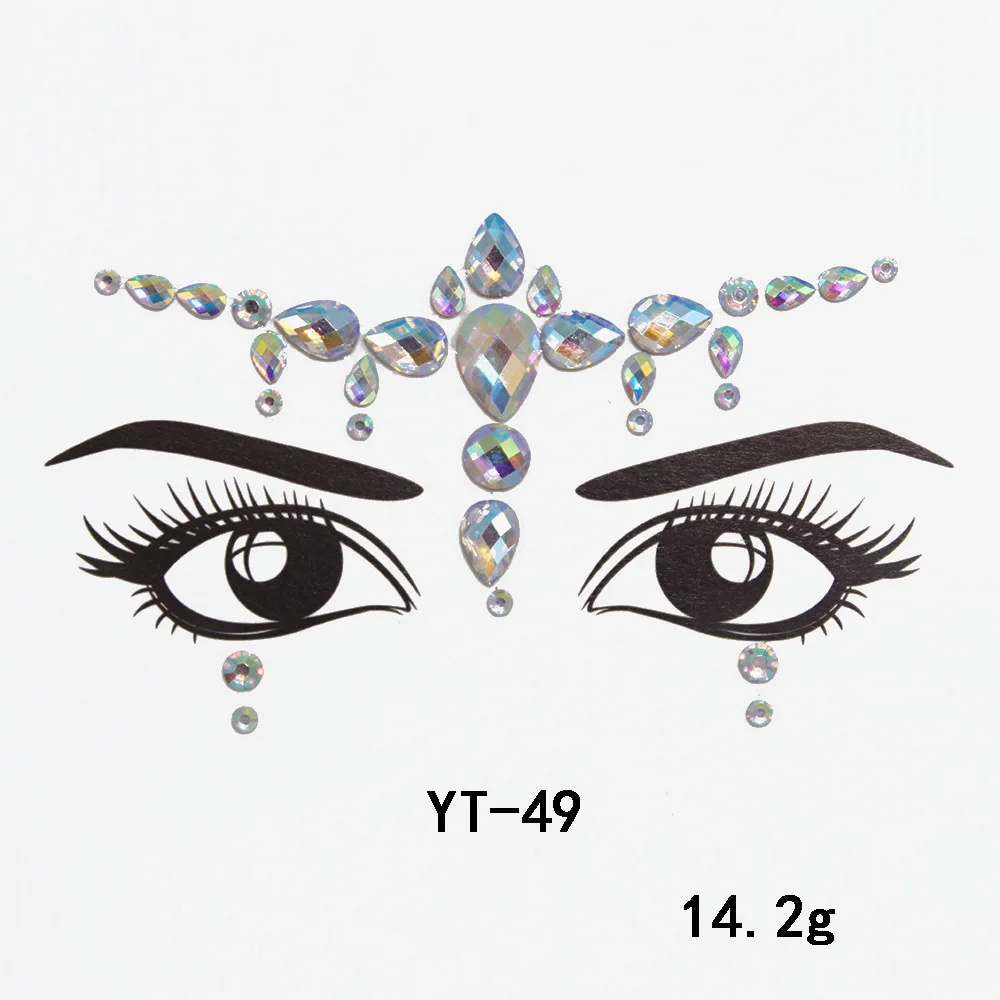 New fashion temporary adhesive eye face acrylic diamond wholesale custom crystal gem stickers for face