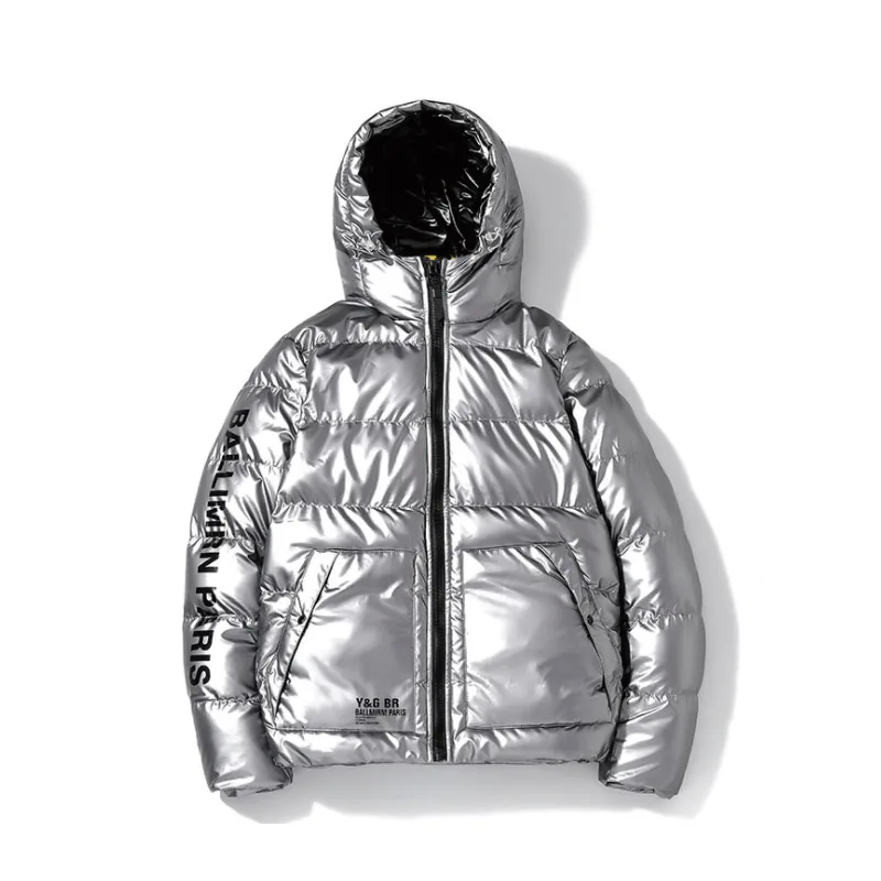 Модная дизайнерская зимняя мужская куртка-пуховик с индивидуальным логотипом, уличная блестящая пузырьковая куртка