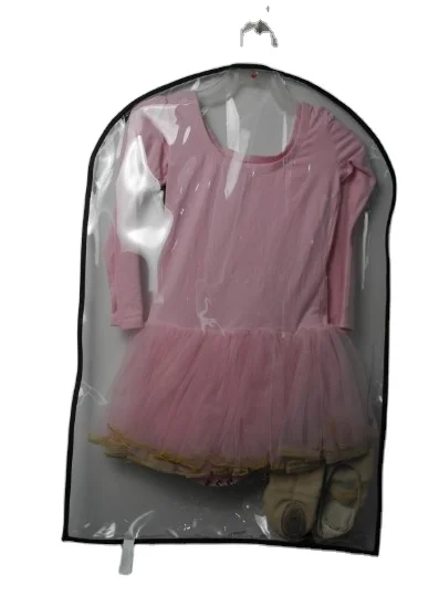 Clear pvc Dance costume garment bag thick pvc black zippered dance costume bag