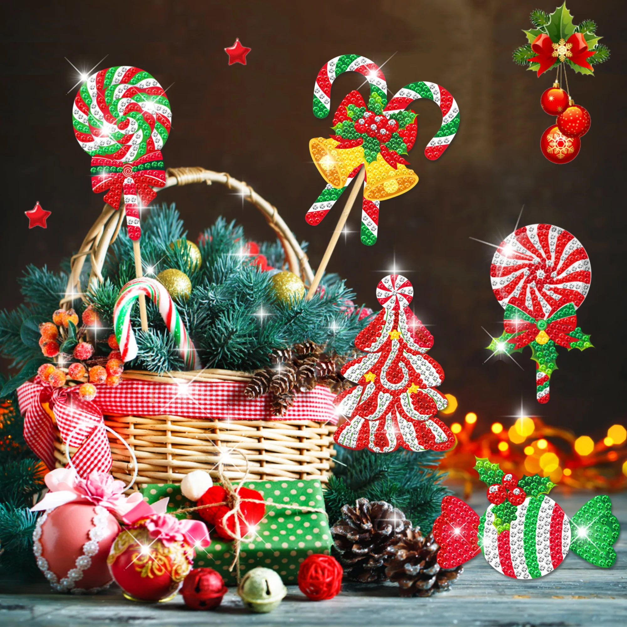 TB004 Christmas Candy Garden Diamonds Art Gem Art Crafts Creative Diamond Painting DIY Diamond Stickers for Kids Christmas Party