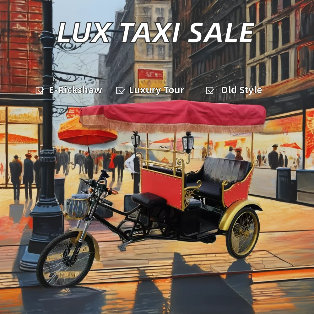 Wholesale Electric Rickshaw Vintage Luxury Three-Wheeled Taxi Carbon Steel Sightseeing Vehicle at Competitive Price
