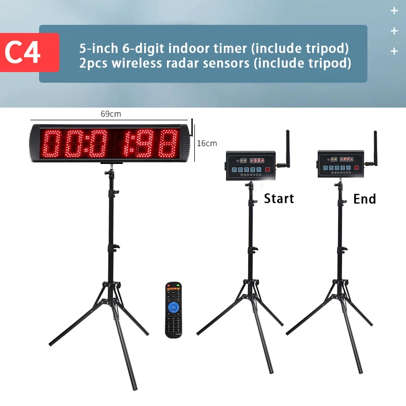 YIZHI Wireless Radar Induction Precision Timing Digital Running Speed Training Timer for Motorcycle Bicycle Marathon Racing