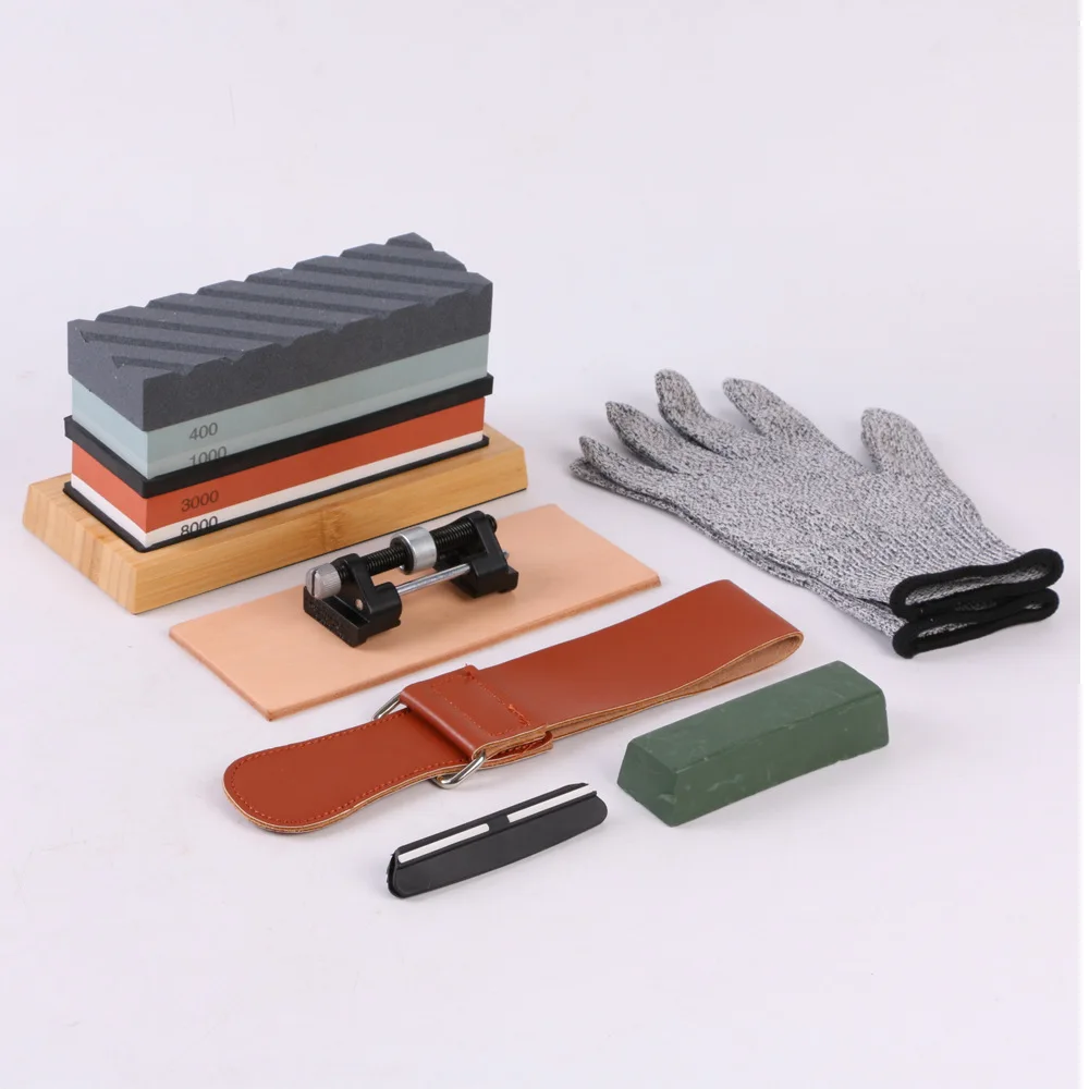 Sharpening Stone Set with Non-Slip Bamboo & Silicon Base Dual 1000/6000 Grit Whetstone Double-sided Knife Sharpener Wetstone