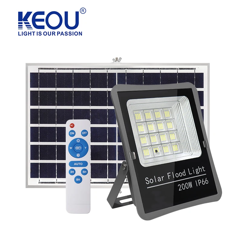 KEOU wholesales Industrial grade thick wire 100W 200W 300W IP66 waterproof solar flood led light