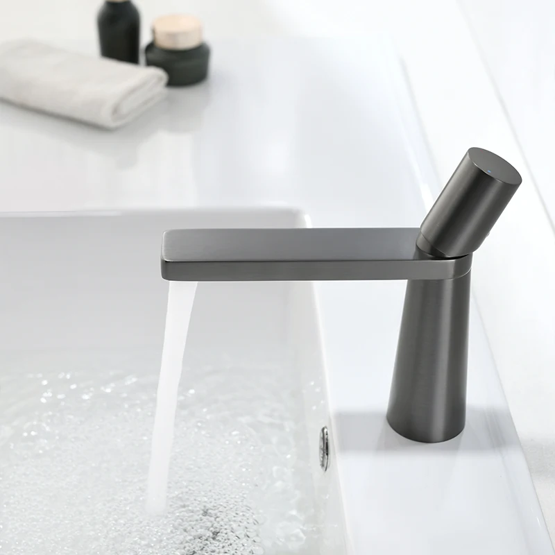 New style brass faucet hot cold shower faucet set bathroom tall gun grey basin faucets