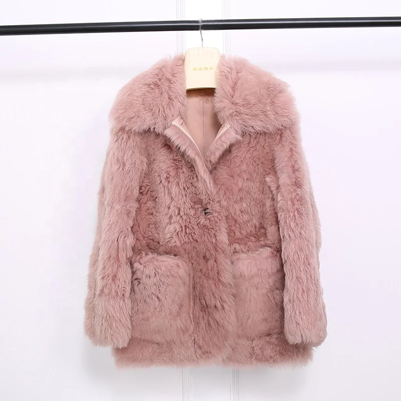 New Design Women Winter Thick Warm Long Sheepskin Shearling Coat Double Face Shearling Leather Coat For Ladies