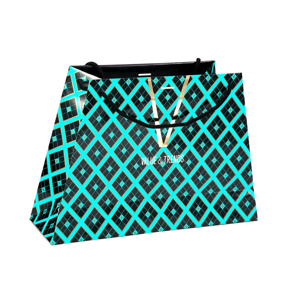 Custom Luxury Eco-Friendly Foldable Gift Garment Paper Shopping Bags With Logo Print