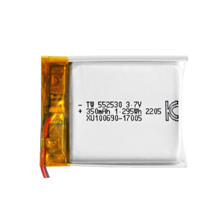 Customized 552530 lithium battery pack 3.7V , battery 350mAh   adding plates and wires for 552530 battery