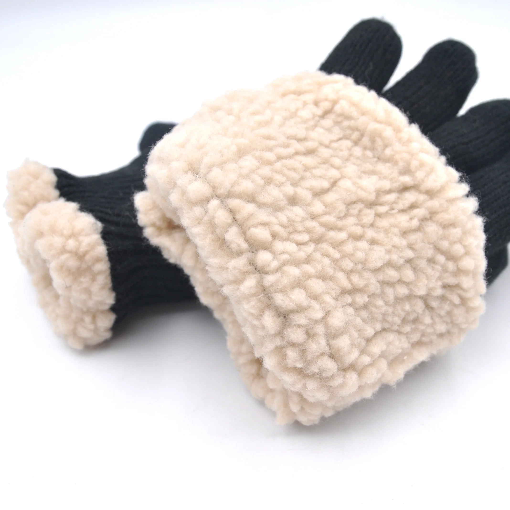 Thermal Cotton Lined Acrylic Winter Knitted Black Adult Men 3M Thinsualte  Men Leather Glove