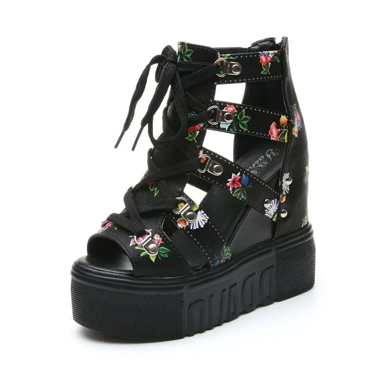 PDEP chunky high heel wedges sandals for summer ankle strap platform sandals height increasing sandales femmes 2022