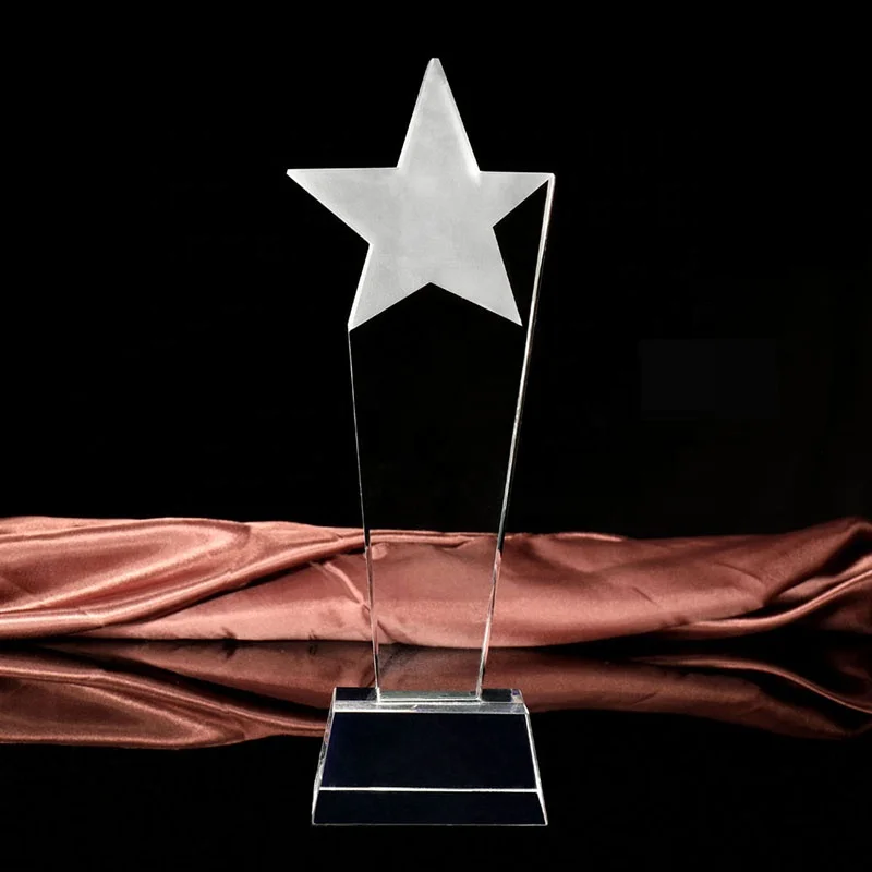 MH-J087 пустые стеклянные награды с логотипом на заказ, звезда, Хрустальный налет, трофей