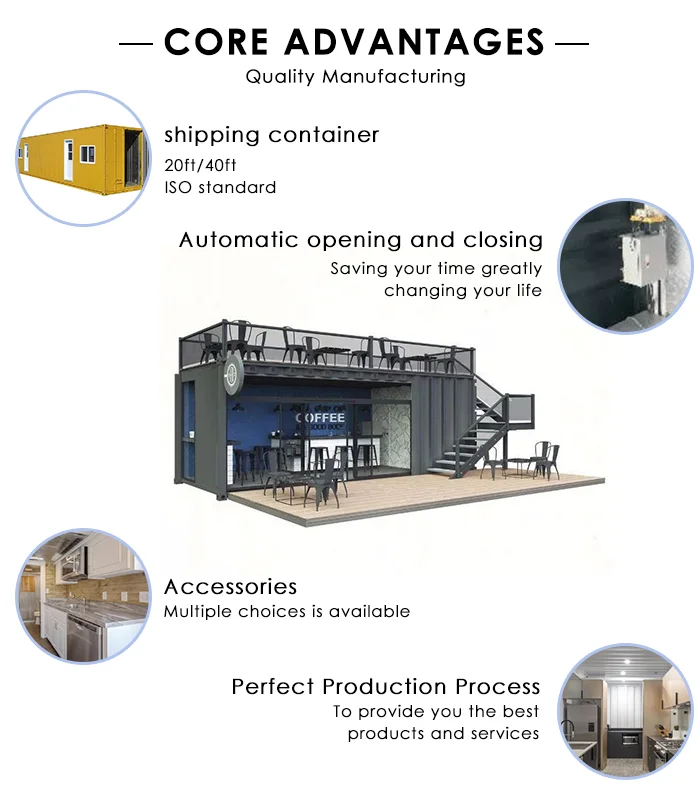 
Prefab Restaurant Barbershop Mini Shipping Container Shop Prefabricated Restaurant Container Outdoor Food Kiosk Design 