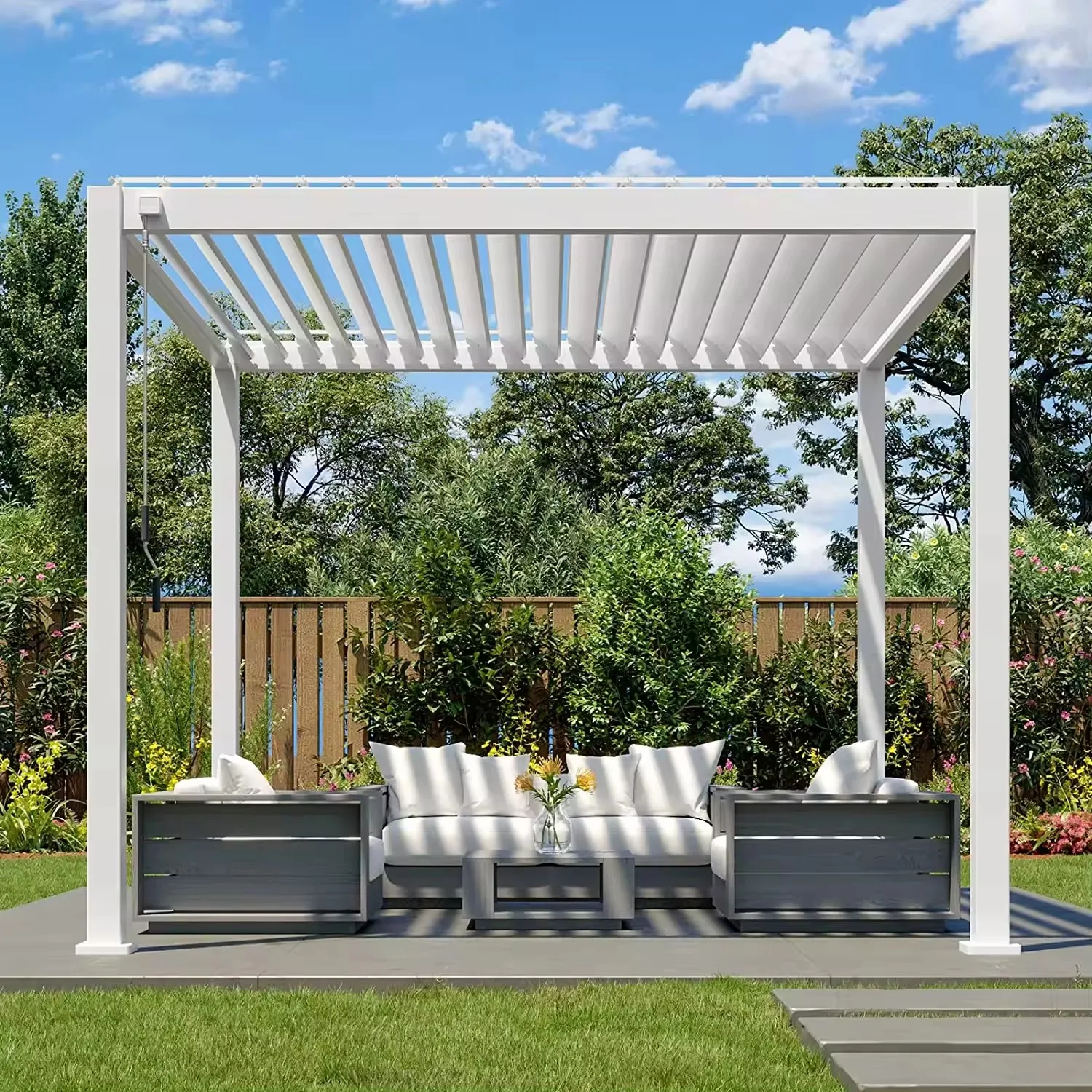 motorized aluminum pergola Outdoor Louvered Aluminum Gazebo Bioclimatic Waterproof Pergola Garden Aluminum Pavilion