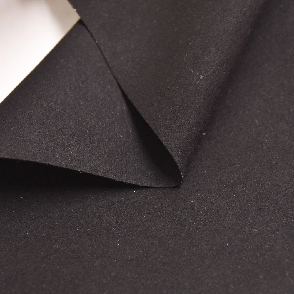 BLACK AMARA STOCK Wholesale 0.6mm  microfiber fabric double sided suede pu synthetic leather fabrics for shoe bag