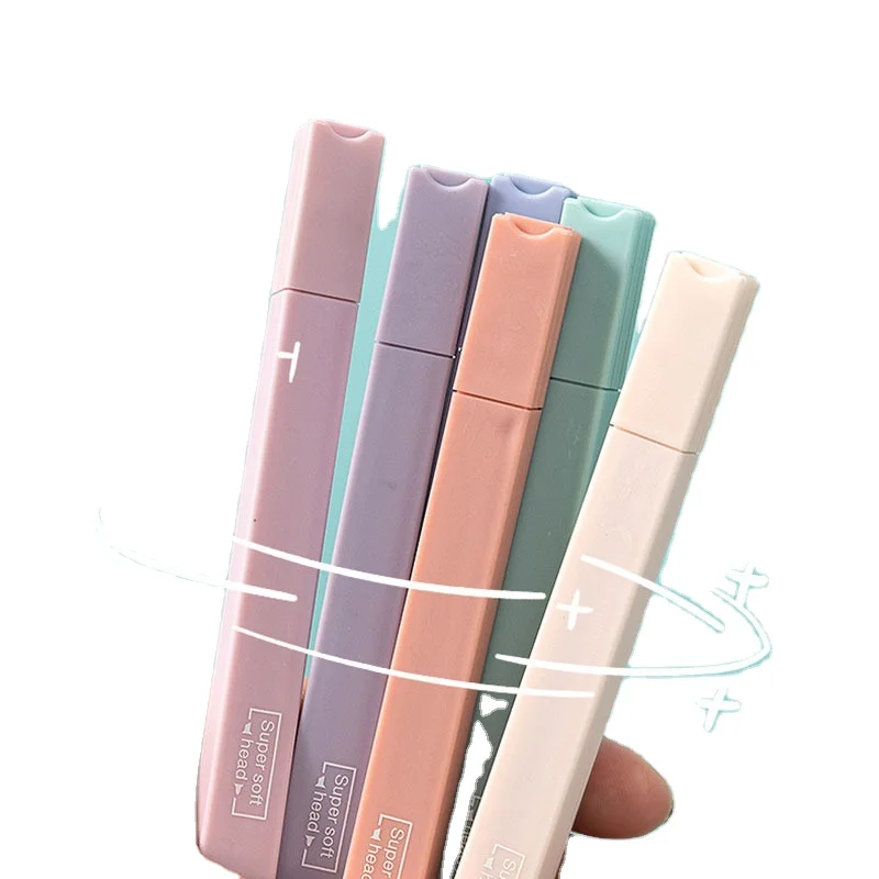 Factory Supply Custom Fluorescent Colorful Marker Kawaii Stationery Cute Kids Highlighter Pen