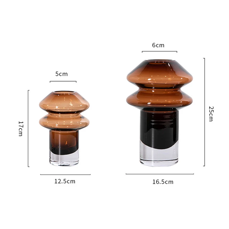 Bohemia handmade art brown mini clear crystal glass vase for flowers decoration