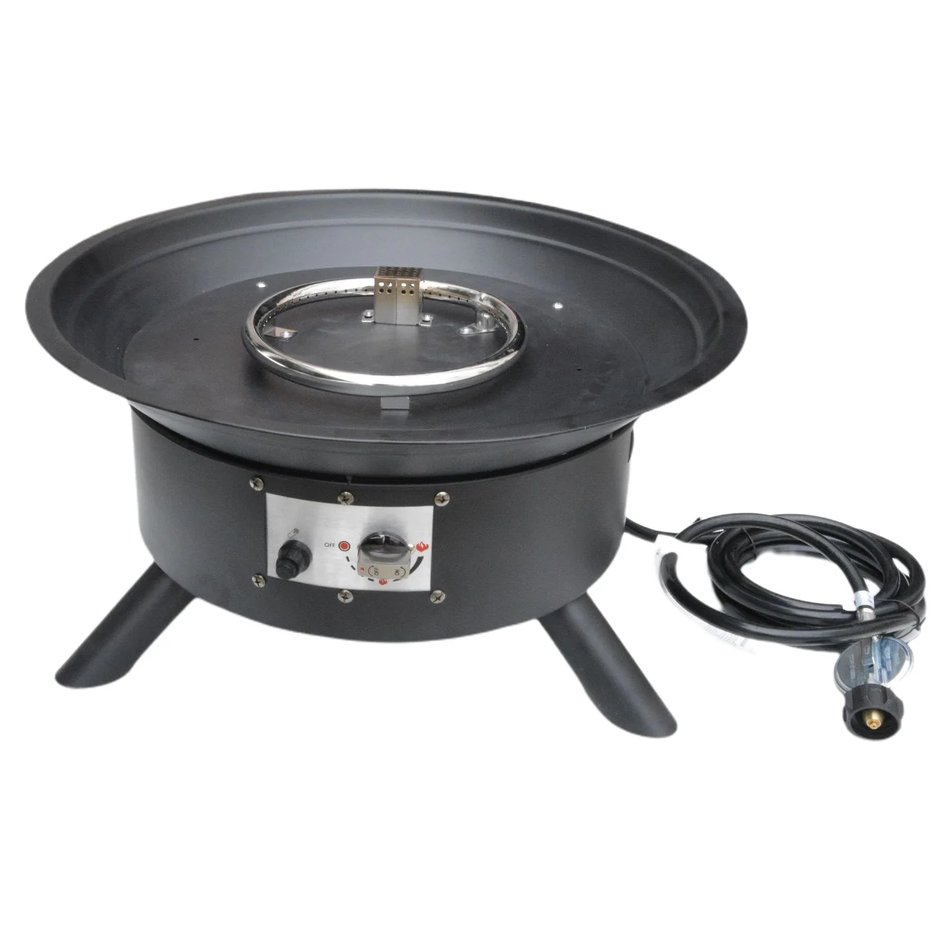 Portable gas fire pit burner for outdoor use