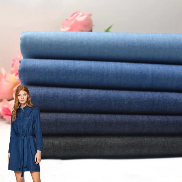 Fashion Style 4 Way Stretch Cotton Polyester Spandex Black Blue Denim Fabric for Jeans Anti-static Spandex  Denim Knitted Fabric