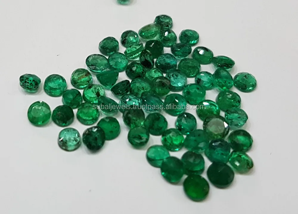 Round Emeralds Natural Gemstone 2.8-3.1mm Dark Green Brazil Origin Transparent