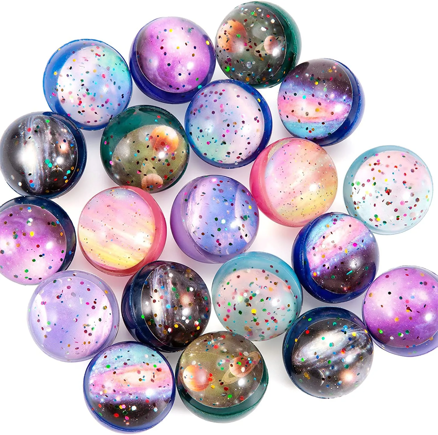 Wholesale 32mm solid starry sky elastic Colorful Kids Bouncy Toy creative jumping Balls twisting egg machine capsule toy