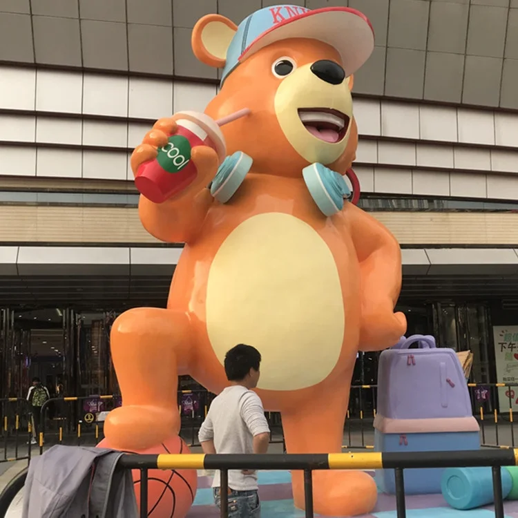 Glass fiber reinforced plastic large cartoon Animal model bear action figure Statue of custom Welcome decoration for sale  Resin