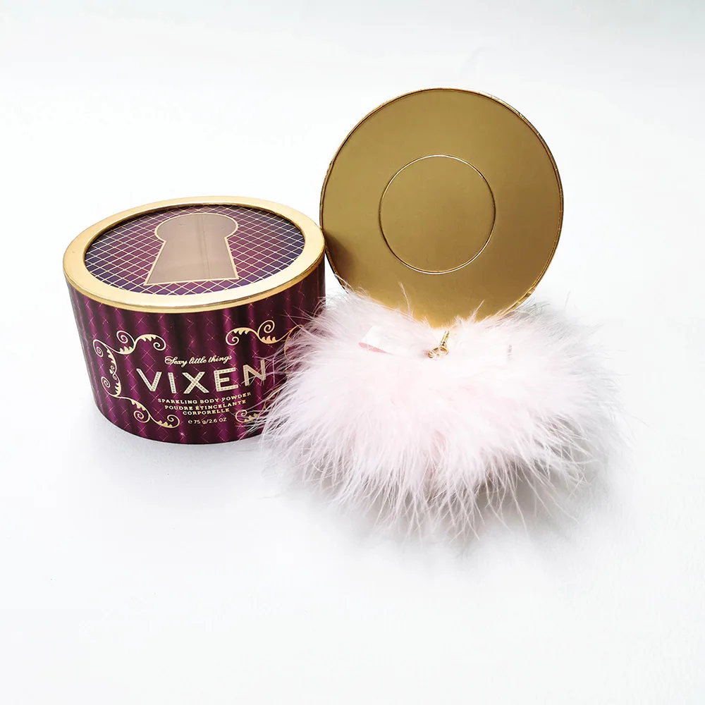 Custom Tube Powder Puff Girls Purses Gift Box Body Powder Tube Round Paper Box Loose Powder Packaging with Puff