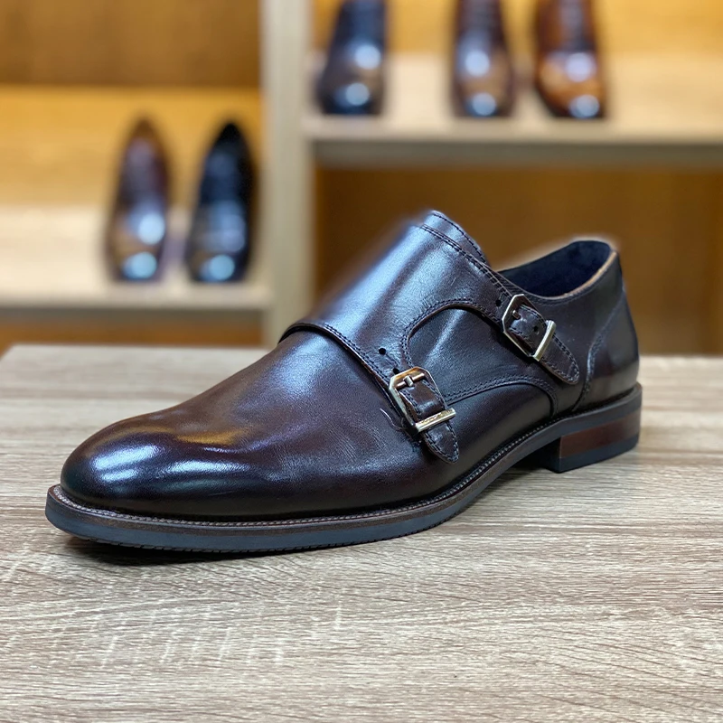 2021 OEM ODM Formal Buckle Strap Wedding Designer Genuine Leather For Party Italian Men Dress Up Shoes