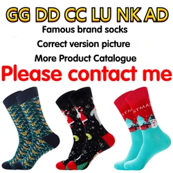 Chaussettes изготовленным на заказ логосом хлопок GG люксовые мужские носки, calcetines, высокое качество модные носки для женщин и мужчин, дизайнерские носки от известного бренда