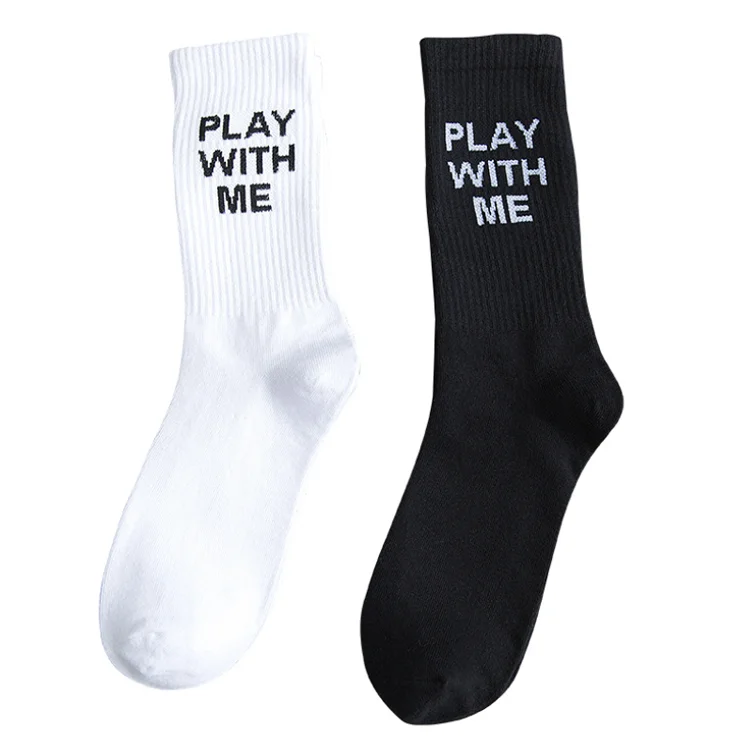 Мужские черно-белые тонкие носки с буквами под заказ, мужские хлопковые короткие носки с логотипом