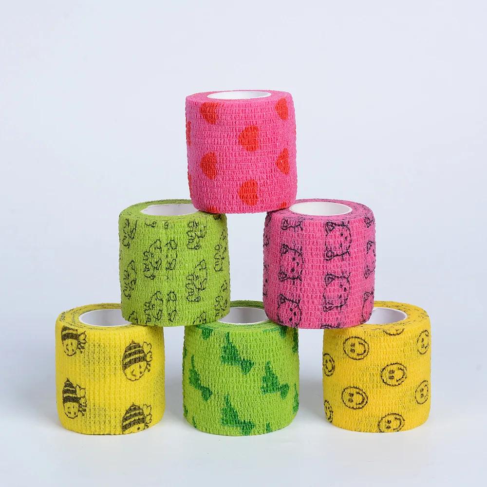 Sweatproof and Waterproof Cute Vet Wrap Elastic Non-Woven Cohesive Bandages for Ankle Sprains & Swelling