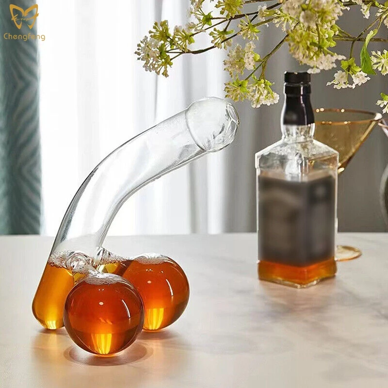 Hot Selling High Borosilicate Glass Creative Unique Funny Wine Decanter for bar
