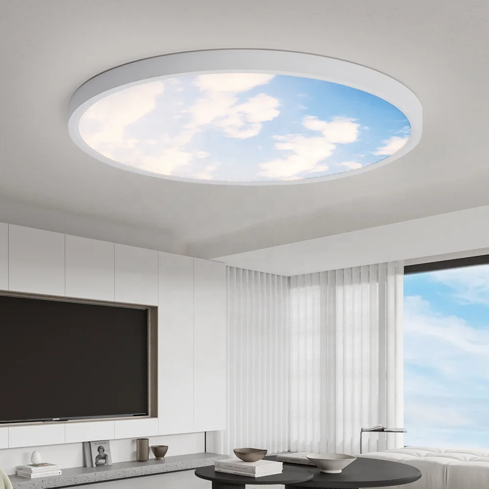 smart home lights sun sky moon panel lamp round cct dimmable led smart ceiling light with remote control